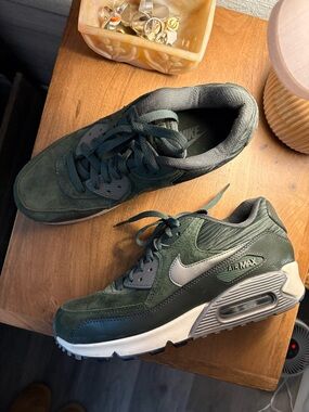 Nike Dark Green and Silver Air Max Sneakers